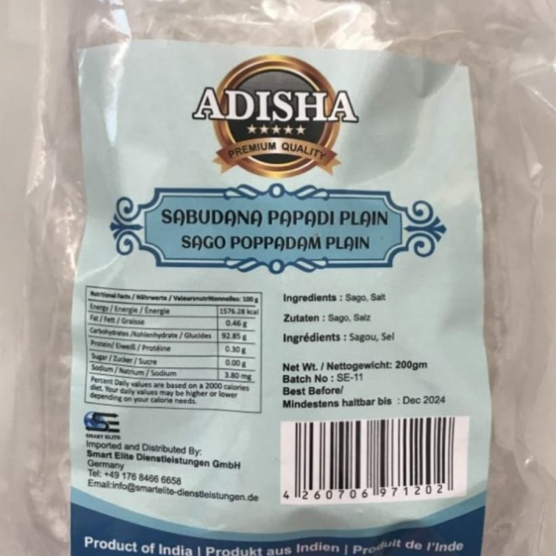 Adisha sabudana papadi plain 200gm