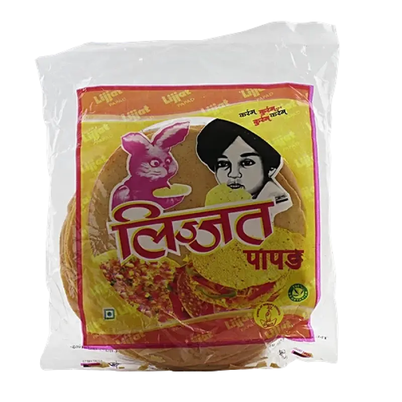 Lijjat urad with red chilli papad